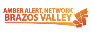 Amber Alert Network Brazos Valley logo with orange and green colors.